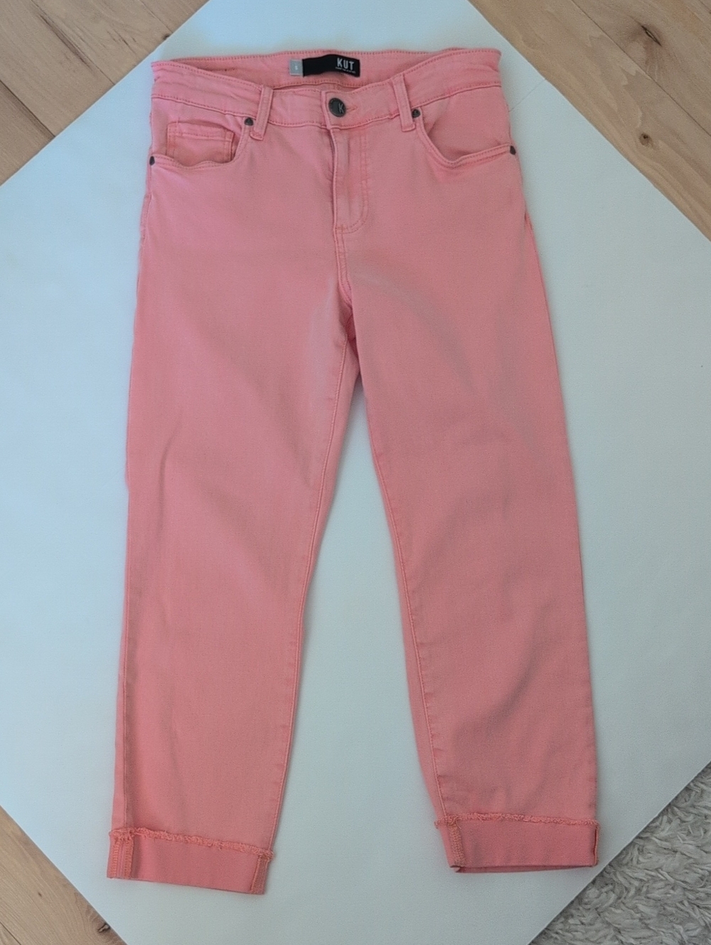 Kut from the Kloth Coral Pink Cropped Ankle Jeans